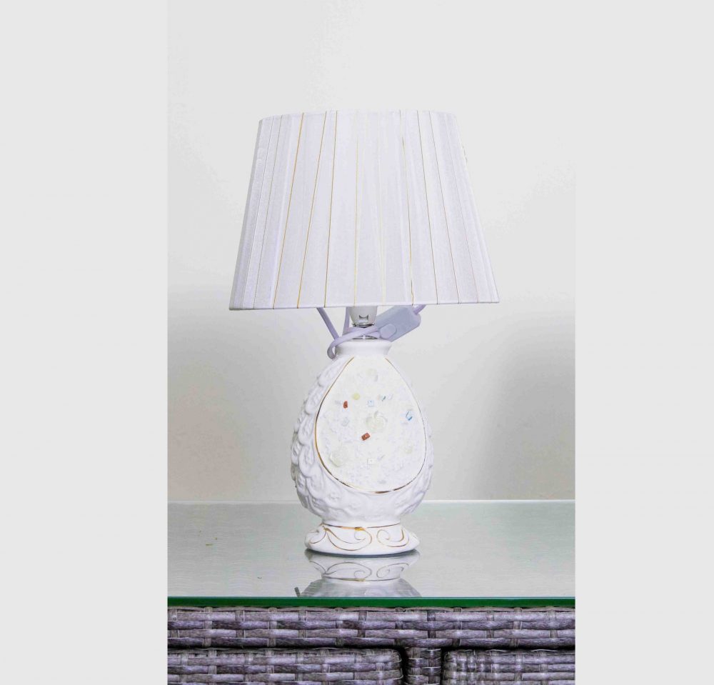 Lampshade in fibre glass and ceramic finish